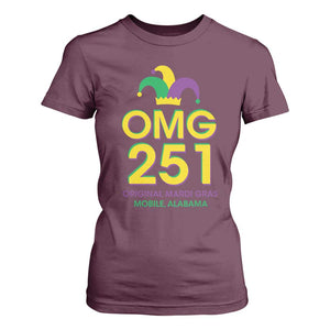 Funny Mardi Gras In Mobile Alabama T Shirt For Women OMG 251 Original Mardi Gras Jester Hat TS11 Maroon Print Your Wear