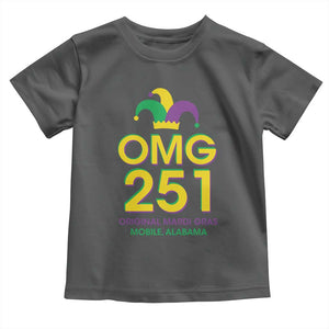 Funny Mardi Gras In Mobile Alabama Toddler T Shirt OMG 251 Original Mardi Gras Jester Hat TS11 Dark Heather Print Your Wear