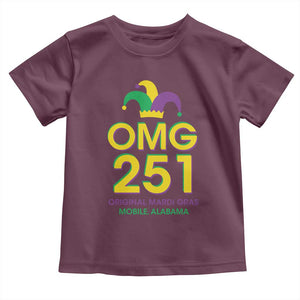 Funny Mardi Gras In Mobile Alabama Toddler T Shirt OMG 251 Original Mardi Gras Jester Hat TS11 Maroon Print Your Wear