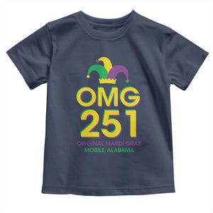 Funny Mardi Gras In Mobile Alabama Toddler T Shirt OMG 251 Original Mardi Gras Jester Hat TS11 Navy Print Your Wear