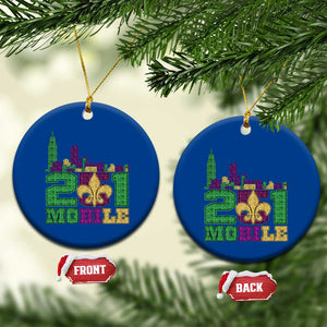 Funny Mardi Gras Mobile Alabama 251 Ceramic Ornament Skyline Area Code Glitter Print TS11 1pc Blue Print Your Wear
