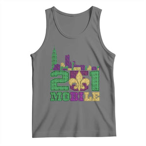 Funny Mardi Gras Mobile Alabama 251 Tank Top Skyline Area Code Glitter Print TS11 Black Heather Print Your Wear