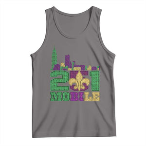 Funny Mardi Gras Mobile Alabama 251 Tank Top Skyline Area Code Glitter Print TS11 Deep Heather Print Your Wear