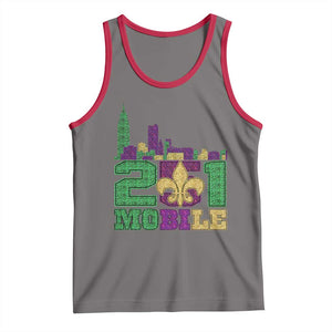 Funny Mardi Gras Mobile Alabama 251 Tank Top Skyline Area Code Glitter Print TS11 Deep Heather Red Print Your Wear