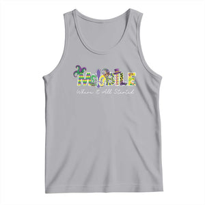 Funny Mardi Gras In Mobile Alabama Tank Top Mobile Where It All Started Jester Hat Fleur De Lis TS11 Athletic Heather Print Your Wear