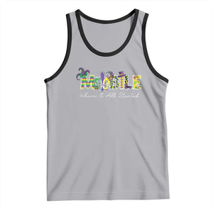 Funny Mardi Gras In Mobile Alabama Tank Top Mobile Where It All Started Jester Hat Fleur De Lis TS11 Athletic Heather Black Print Your Wear