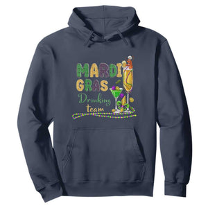 Funny Mardi Gras Drinking Team Hoodie Cocktails Wine Crawfish Beads Glitter Print TS11 Navy Print Your Wear