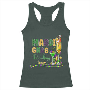 Funny Mardi Gras Drinking Team Racerback Tank Top Cocktails Wine Crawfish Beads Glitter Print TS11 Dark Forest Green Print Your Wear