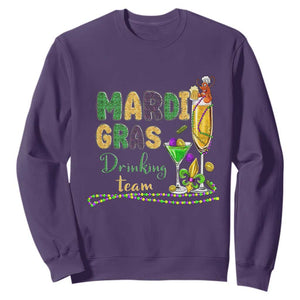 Funny Mardi Gras Drinking Team Sweatshirt Cocktails Wine Crawfish Beads Glitter Print TS11 Purple Print Your Wear
