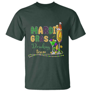 Funny Mardi Gras Drinking Team T Shirt Cocktails Wine Crawfish Beads Glitter Print TS11 Dark Forest Green Print Your Wear