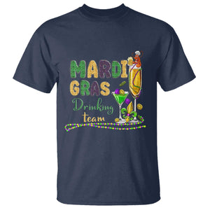 Funny Mardi Gras Drinking Team T Shirt Cocktails Wine Crawfish Beads Glitter Print TS11 Navy Print Your Wear