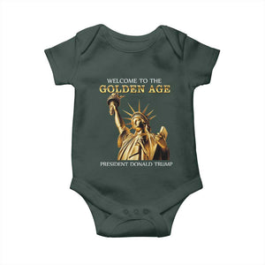 Funny Trump 2025 Welcome To The Golden Age Baby Onesie Golden Statue Of Liberty TS11 Print Your Wear