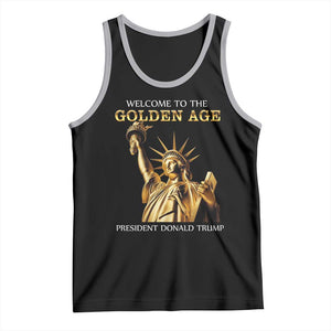 Funny Trump 2025 Welcome To The Golden Age Tank Top Golden Statue Of Liberty TS11 Black Athletic Heather Print Your Wear