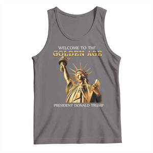 Funny Trump 2025 Welcome To The Golden Age Tank Top Golden Statue Of Liberty TS11 Deep Heather Print Your Wear