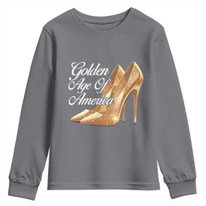 Trump Girl 2025 Golden Age Of American Youth Sweatshirt Gold High Heels TS11 Charcoal Print Your Wear