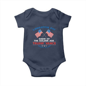 Trump Vance Liberation Day 2025 Baby Onesie Dawn Of The Golden Age American Flag TS11 Navy Print Your Wear