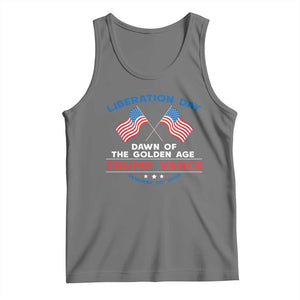 Trump Vance Liberation Day 2025 Tank Top Dawn Of The Golden Age American Flag TS11 Black Heather Print Your Wear