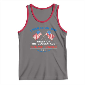 Trump Vance Liberation Day 2025 Tank Top Dawn Of The Golden Age American Flag TS11 Deep Heather Red Print Your Wear