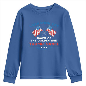 Trump Vance Liberation Day 2025 Youth Sweatshirt Dawn Of The Golden Age American Flag TS11 Royal Blue Print Your Wear