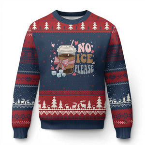 No Ice Please Ugly Christmas Sweater Funny Coffee Lover Anti Ice Satire TS11 Navy Red Print Your Wear