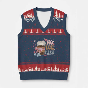 No Ice Please V-Neck Knit Sweater Vest Funny Coffee Lover Anti Ice Satire TS11 Navy Red Print Your Wear