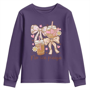 No Ice Please Youth Sweatshirt Funny Coffee Lover Pro Immigration Political TS11 Purple Print Your Wear