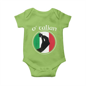 Funny O'Talian Baby Onesie St Patrick's Day Italian Pinched Fingers Shamrock TS11 Lime Print Your Wear