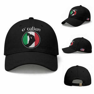 Funny O'Talian Baseball Cap St Patrick's Day Italian Pinched Fingers Shamrock TS11 Baseball Cap Universal Fit Black Print Your Wear