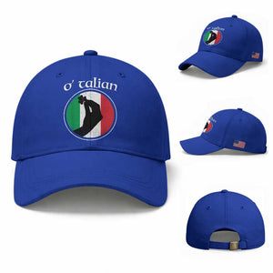 Funny O'Talian Baseball Cap St Patrick's Day Italian Pinched Fingers Shamrock TS11 Baseball Cap Universal Fit Royal Blue Print Your Wear