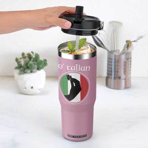 Funny O'Talian Flip Straw Tumbler St Patrick's Day Italian Pinched Fingers Shamrock TS11 One Size: 30 oz Light Pink Print Your Wear