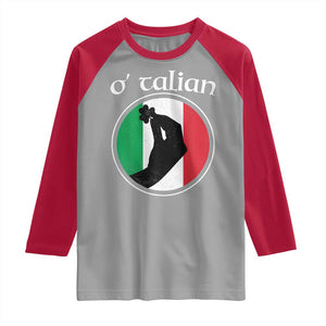 Funny O'Talian Raglan Shirt St Patrick's Day Italian Pinched Fingers Shamrock TS11 Sport Gray Red Print Your Wear
