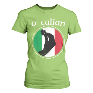 Funny O'Talian T Shirt For Women St Patrick's Day Italian Pinched Fingers Shamrock TS11 Lime Print Your Wear