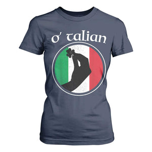 Funny O'Talian T Shirt For Women St Patrick's Day Italian Pinched Fingers Shamrock TS11 Navy Print Your Wear