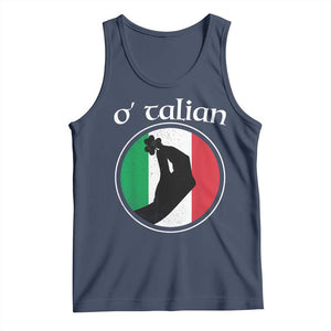 Funny O'Talian Tank Top St Patrick's Day Italian Pinched Fingers Shamrock TS11 Navy Print Your Wear