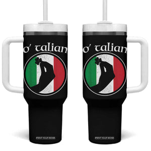 Funny O'Talian Tumbler With Handle St Patrick's Day Italian Pinched Fingers Shamrock TS11 One Size: 40 oz Black Print Your Wear