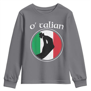 Funny O'Talian Youth Sweatshirt St Patrick's Day Italian Pinched Fingers Shamrock TS11 Charcoal Print Your Wear
