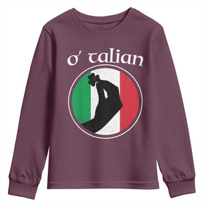 Funny O'Talian Youth Sweatshirt St Patrick's Day Italian Pinched Fingers Shamrock TS11 Maroon Print Your Wear