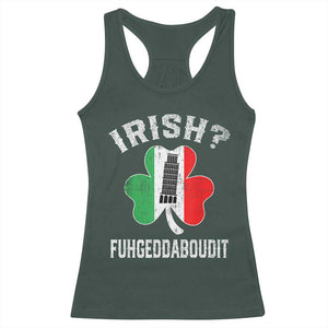 Funny St Patrick's Day Italian Racerback Tank Top Irish Fuhgeddaboudit Pisa Tower Shamrock TS11 Dark Forest Green Print Your Wear
