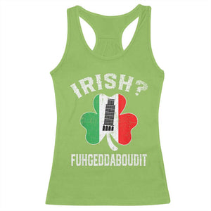Funny St Patrick's Day Italian Racerback Tank Top Irish Fuhgeddaboudit Pisa Tower Shamrock TS11 Lime Print Your Wear
