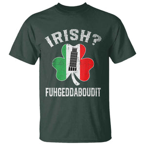 Funny St Patrick's Day Italian T Shirt Irish Fuhgeddaboudit Pisa Tower Shamrock TS11 Dark Forest Green Print Your Wear
