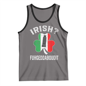 Funny St Patrick's Day Italian Tank Top Irish Fuhgeddaboudit Pisa Tower Shamrock TS11 Deep Heather Black Print Your Wear