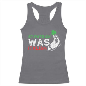 Funny St Patrick Was Italian Racerback Tank Top St Patrick's Day Italian Pinched Fingers Shamrock TS11 Charcoal Print Your Wear