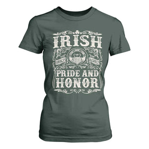 Irish Pride And Honor T Shirt For Women Vintage Claddagh Ring Celtic Knot TS11 Dark Forest Green Print Your Wear