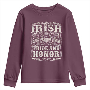 Irish Pride And Honor Youth Sweatshirt Vintage Claddagh Ring Celtic Knot TS11 Maroon Print Your Wear
