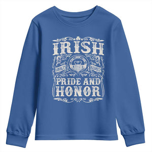 Irish Pride And Honor Youth Sweatshirt Vintage Claddagh Ring Celtic Knot TS11 Royal Blue Print Your Wear