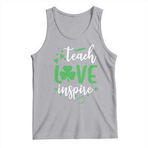 St Patrick's Day Teach Love Inspire Tank Top Teacher Shamrock TS11 Athletic Heather Print Your Wear