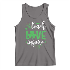 St Patrick's Day Teach Love Inspire Tank Top Teacher Shamrock TS11 Deep Heather Print Your Wear