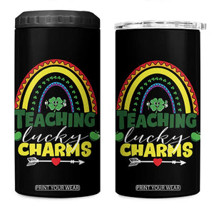 Funny St Patrick's Day Teacher 4 in 1 Can Cooler Tumbler Teaching Lucky Charms TS11 One Size: 16 oz Black Print Your Wear