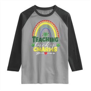 Funny St Patrick's Day Teacher Raglan Shirt Teaching Lucky Charms TS11 Sport Gray Black Print Your Wear
