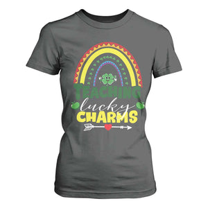 Funny St Patrick's Day Teacher T Shirt For Women Teaching Lucky Charms TS11 Dark Heather Print Your Wear